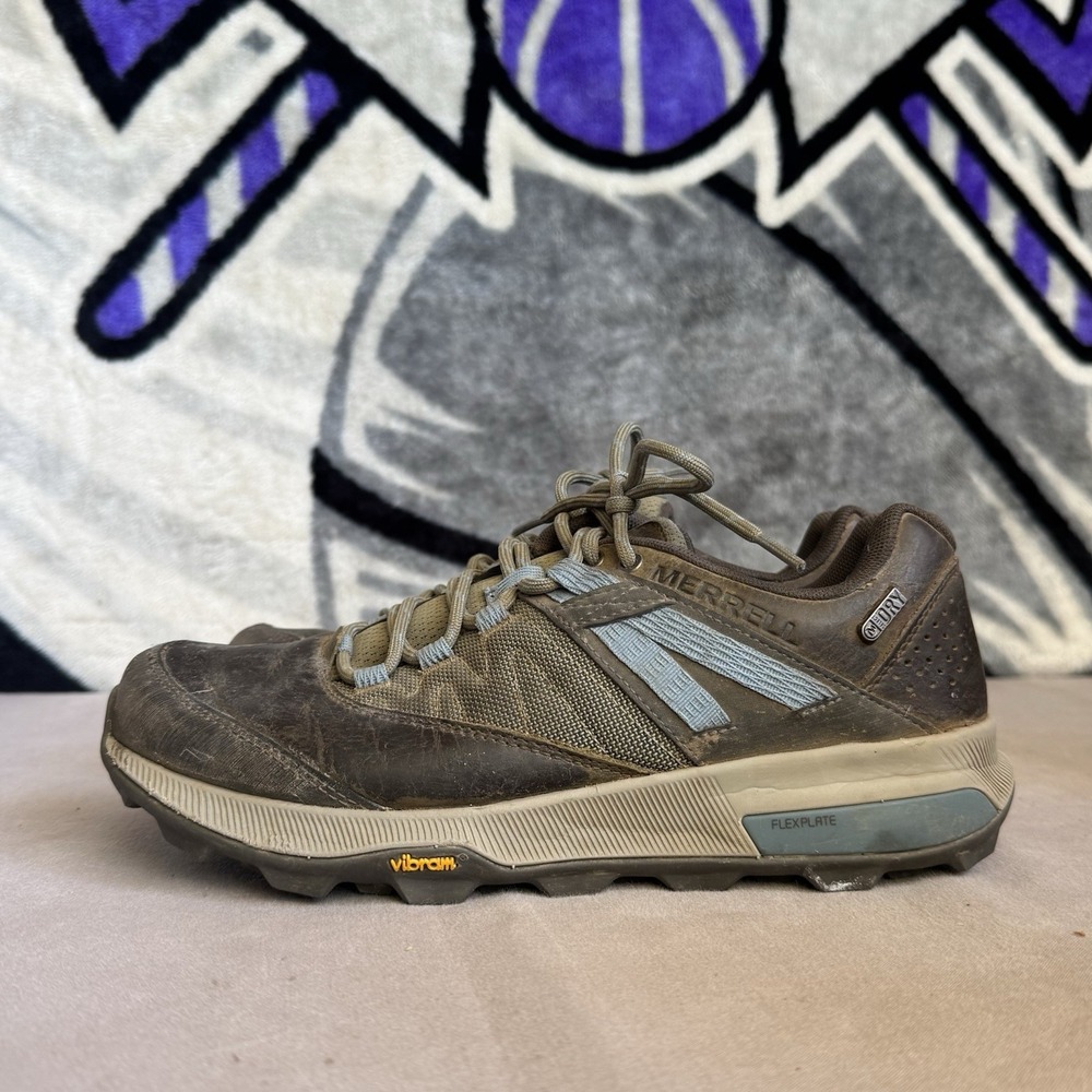 Size 8.5 - Merrell Zion Waterproof Hiking Shoes Womens Olive Brown Vibram J18804